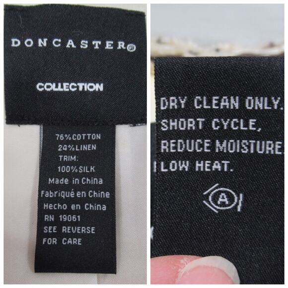 DONCASTER Ruffle Fringe Tweed Jacket Cotton Linen Blend Women’s Size 12 - Picture 13 of 13